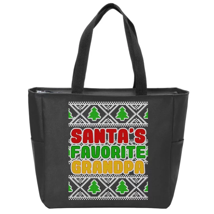 Santa's Favorite Grandpa Ugly Sweater Zip Tote Bag