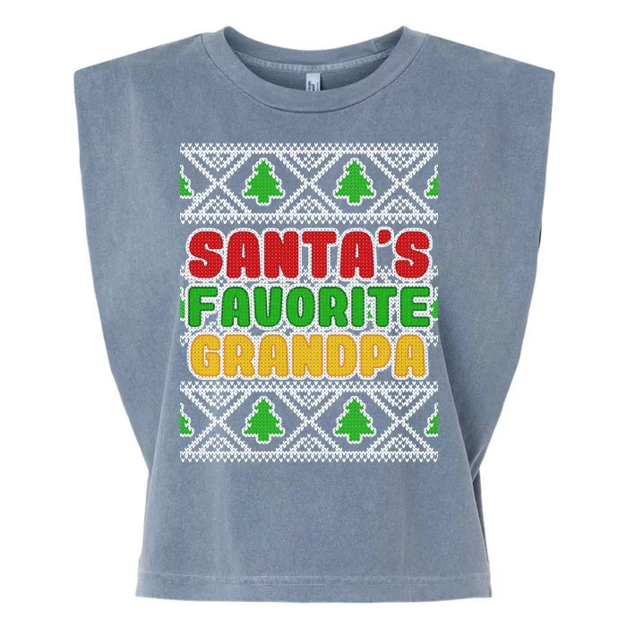 Santa's Favorite Grandpa Ugly Sweater Garment-Dyed Women's Muscle Tee