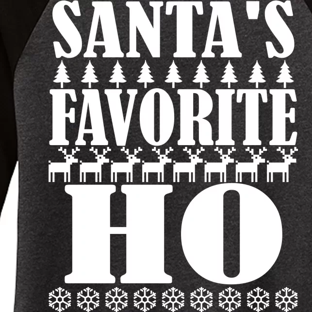 Santa's Favorite Ho Women's Tri-Blend 3/4-Sleeve Raglan Shirt