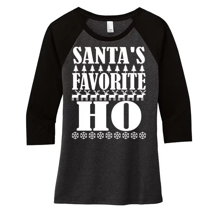 Santa's Favorite Ho Women's Tri-Blend 3/4-Sleeve Raglan Shirt