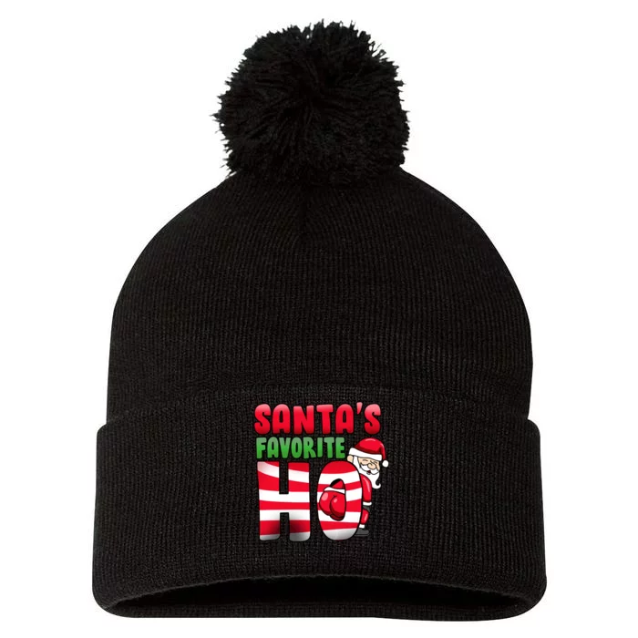 Santa's Favorite Ho Funny X-Mas Pom Pom 12in Knit Beanie