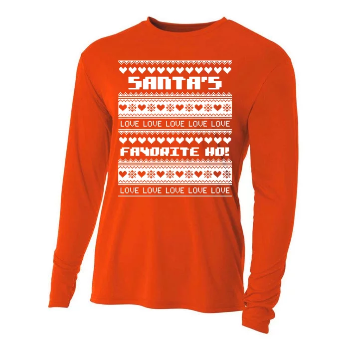 Santa's Favorite Ho Ugly Christmas Sweater Cooling Performance Long Sleeve Crew