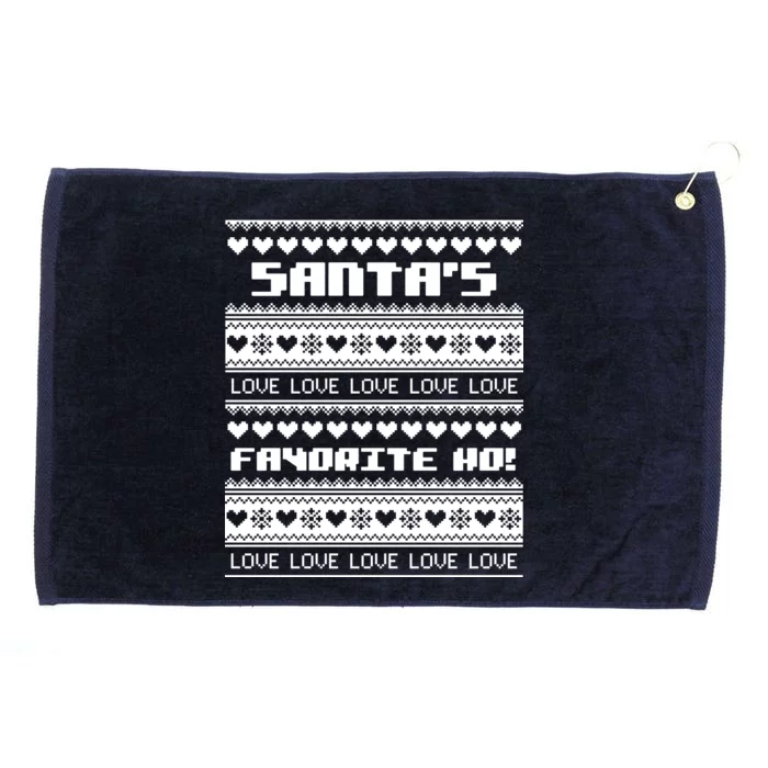 Santa's Favorite Ho Ugly Christmas Sweater Grommeted Golf Towel