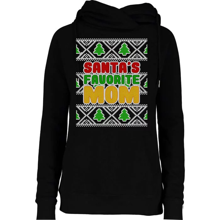 Santa's Favorite Mom Ugly Sweater Womens Funnel Neck Pullover Hood