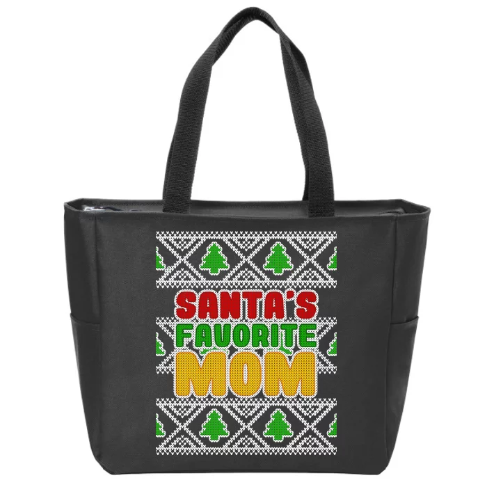 Santa's Favorite Mom Ugly Sweater Zip Tote Bag