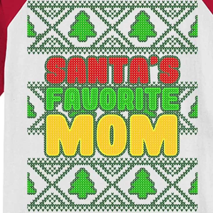 Santa's Favorite Mom Ugly Sweater Kids Colorblock Raglan Jersey