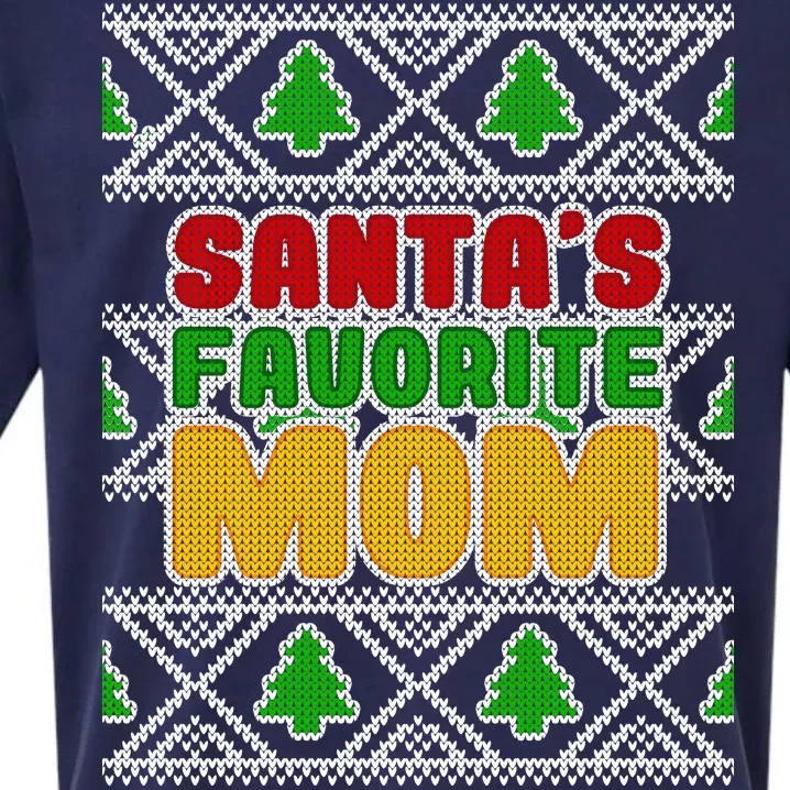 Santa's Favorite Mom Ugly Sweater Sueded Cloud Jersey T-Shirt