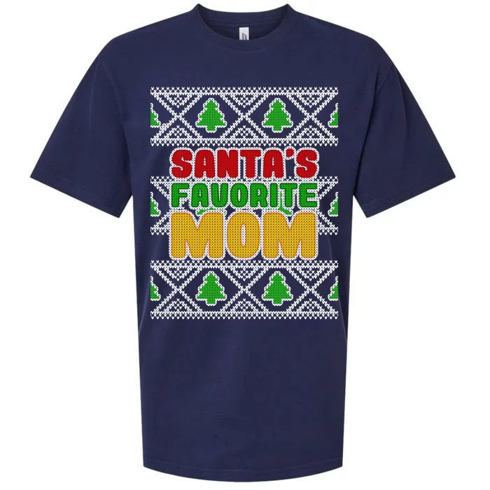 Santa's Favorite Mom Ugly Sweater Sueded Cloud Jersey T-Shirt