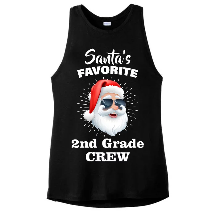 Santa's Favorite Second Grade Crew Christmas Ladies Tri-Blend Wicking Tank