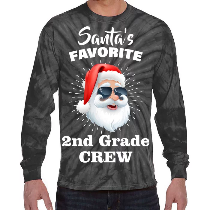 Santa's Favorite Second Grade Crew Christmas Tie-Dye Long Sleeve Shirt