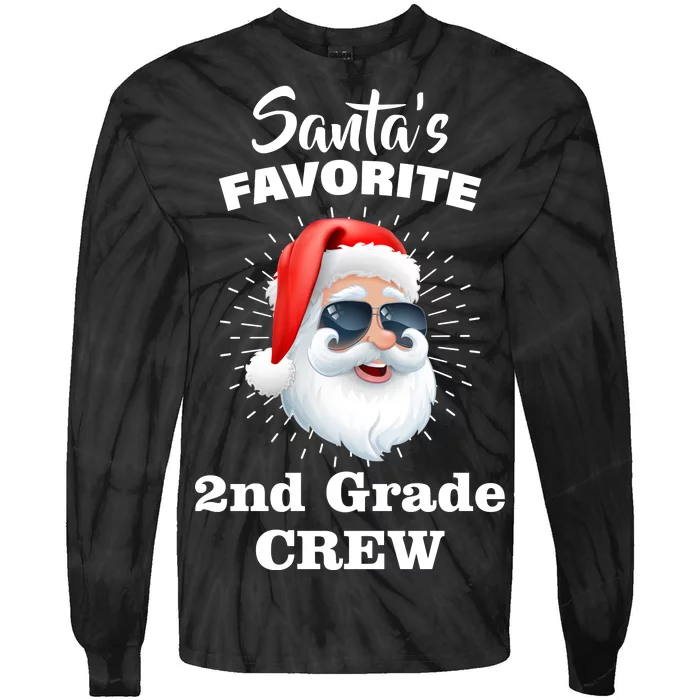 Santa's Favorite Second Grade Crew Christmas Tie-Dye Long Sleeve Shirt