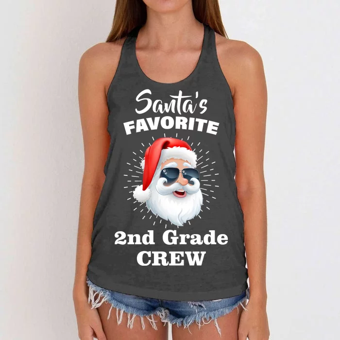 Santa's Favorite Second Grade Crew Christmas Women's Knotted Racerback Tank