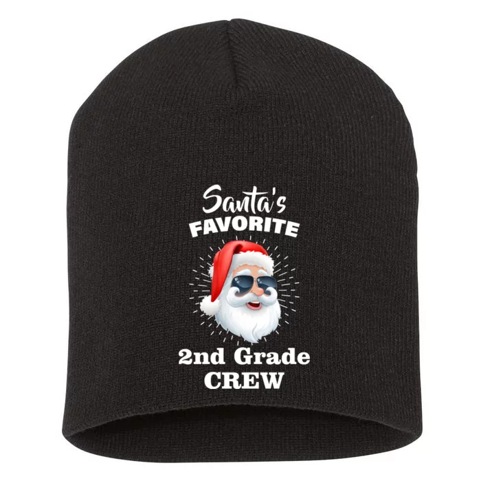 Santa's Favorite Second Grade Crew Christmas Short Acrylic Beanie