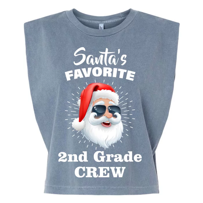 Santa's Favorite Second Grade Crew Christmas Garment-Dyed Women's Muscle Tee