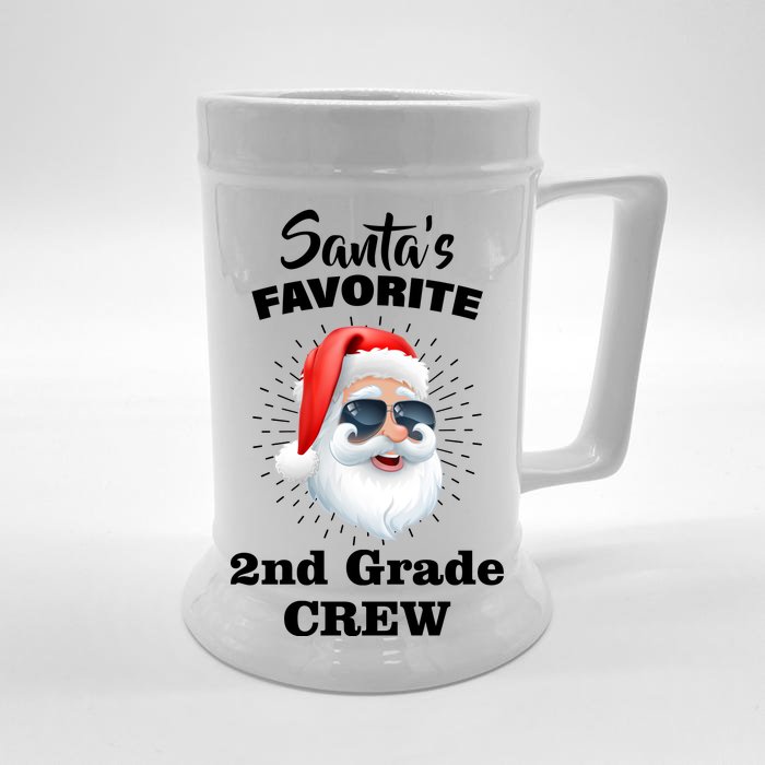 Santa's Favorite Second Grade Crew Christmas Front & Back Beer Stein