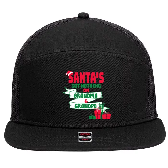 Santa's Got Nothing On Grandma And Grandpa Christmas 7 Panel Mesh Trucker Snapback Hat