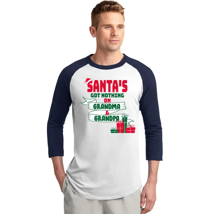 Santa's Got Nothing On Grandma And Grandpa Christmas Baseball Sleeve Shirt