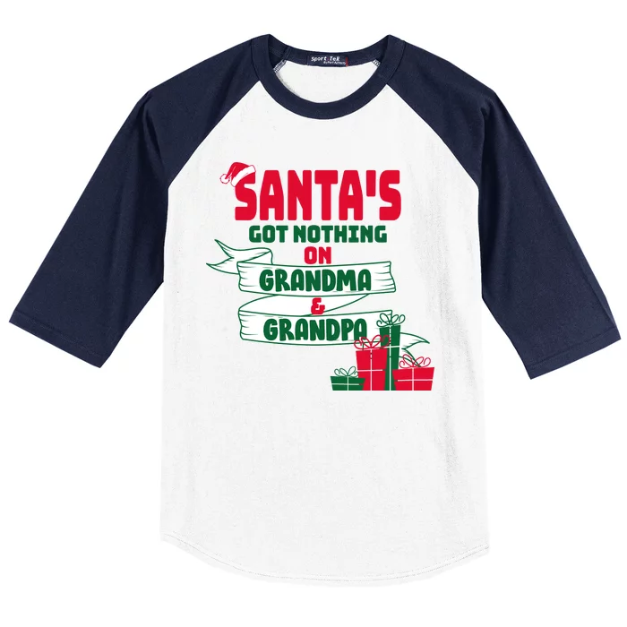 Santa's Got Nothing On Grandma And Grandpa Christmas Baseball Sleeve Shirt