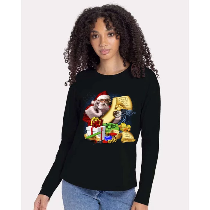 Santa's Making a List Womens Cotton Relaxed Long Sleeve T-Shirt