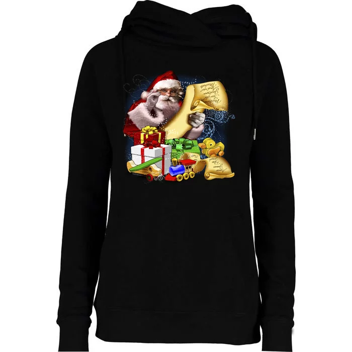 Santa's Making a List Womens Funnel Neck Pullover Hood