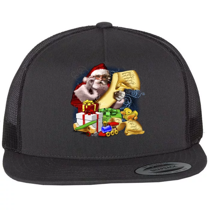 Santa's Making a List Flat Bill Trucker Hat