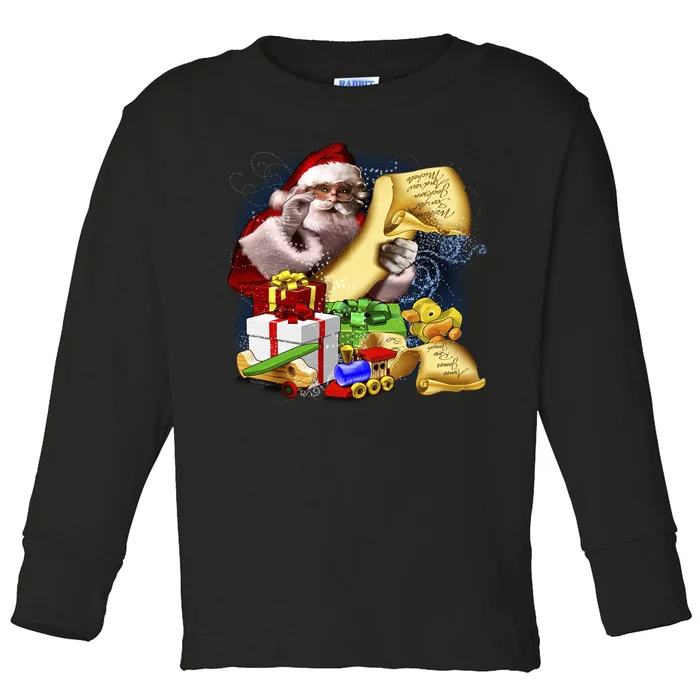 Santa's Making a List Toddler Long Sleeve Shirt