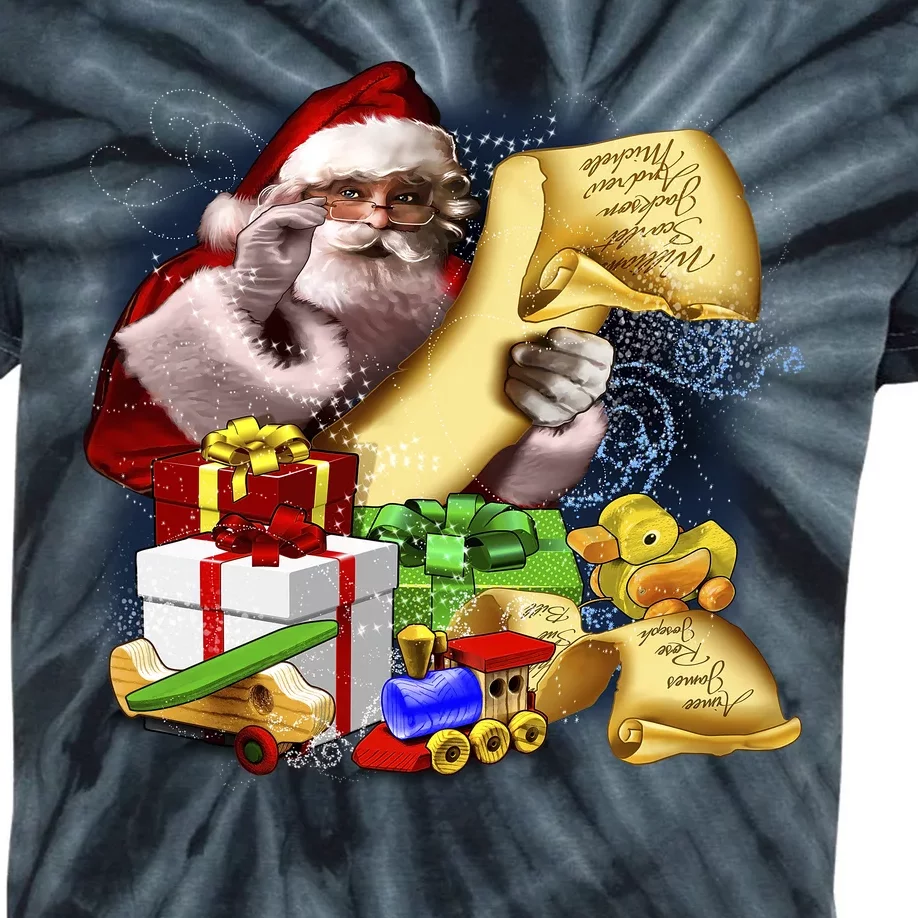 Santa's Making a List Kids Tie-Dye T-Shirt