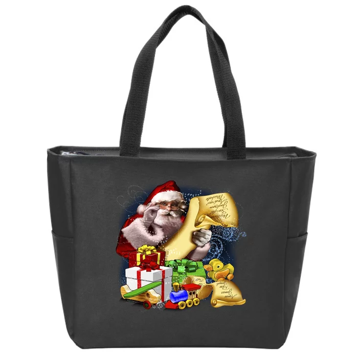 Santa's Making a List Zip Tote Bag