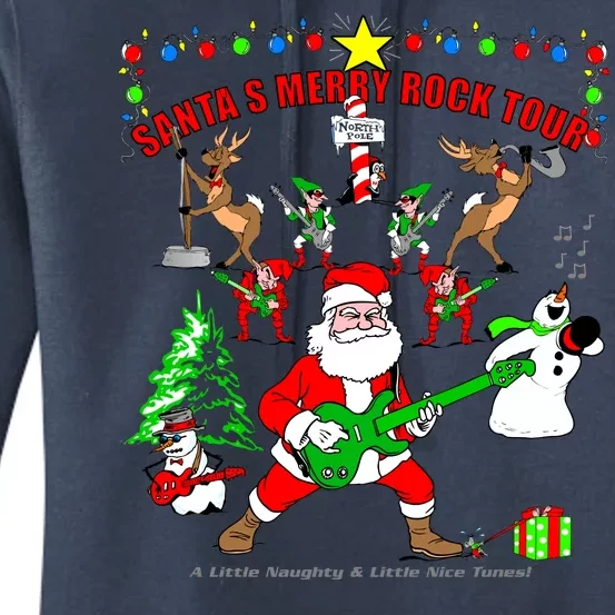 Santa's Merry Christmas Rock Tour Women's Pullover Hoodie