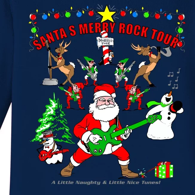 Santa's Merry Christmas Rock Tour Baby Long Sleeve Bodysuit