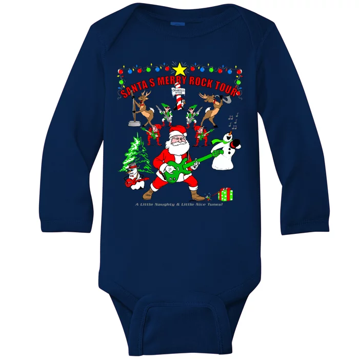 Santa's Merry Christmas Rock Tour Baby Long Sleeve Bodysuit