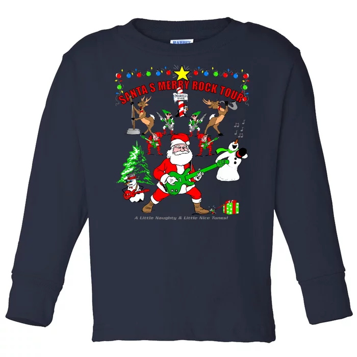 Santa's Merry Christmas Rock Tour Toddler Long Sleeve Shirt