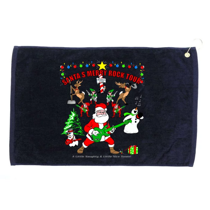 Santa's Merry Christmas Rock Tour Grommeted Golf Towel