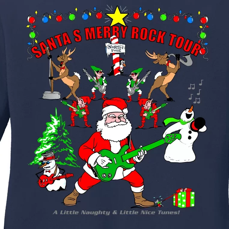 Santa's Merry Christmas Rock Tour Ladies Long Sleeve Shirt