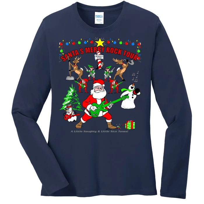 Santa's Merry Christmas Rock Tour Ladies Long Sleeve Shirt