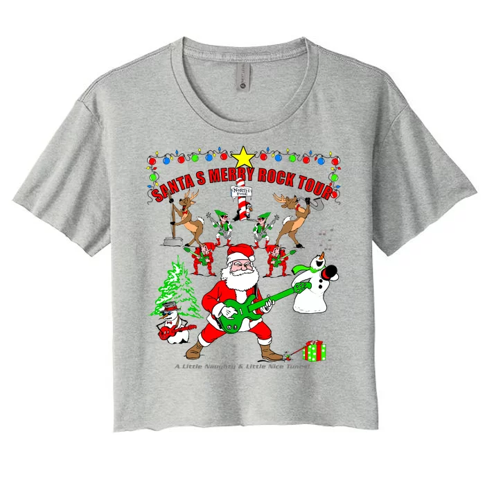 Santa's Merry Christmas Rock Tour Women's Crop Top Tee