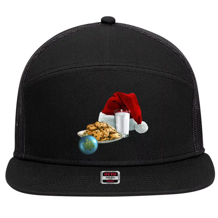 Santa's Milk & Cookies 7 Panel Mesh Trucker Snapback Hat