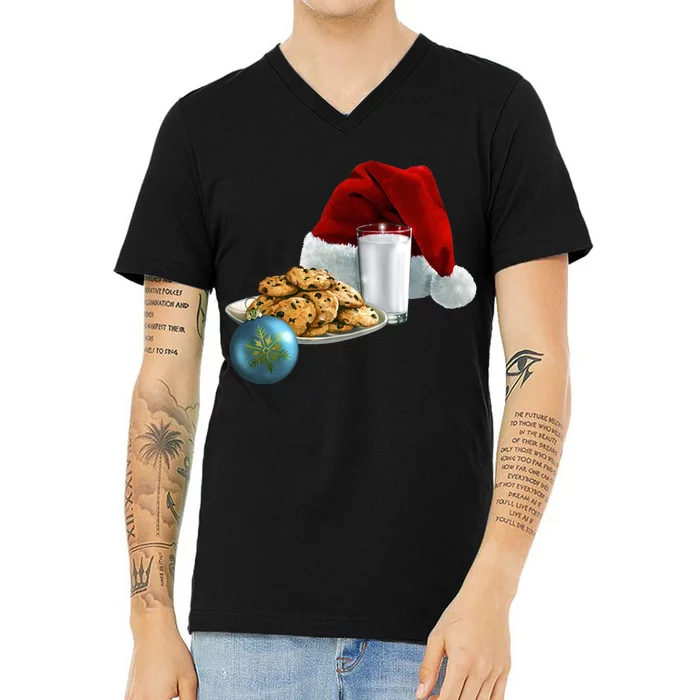 Santa's Milk & Cookies V-Neck T-Shirt