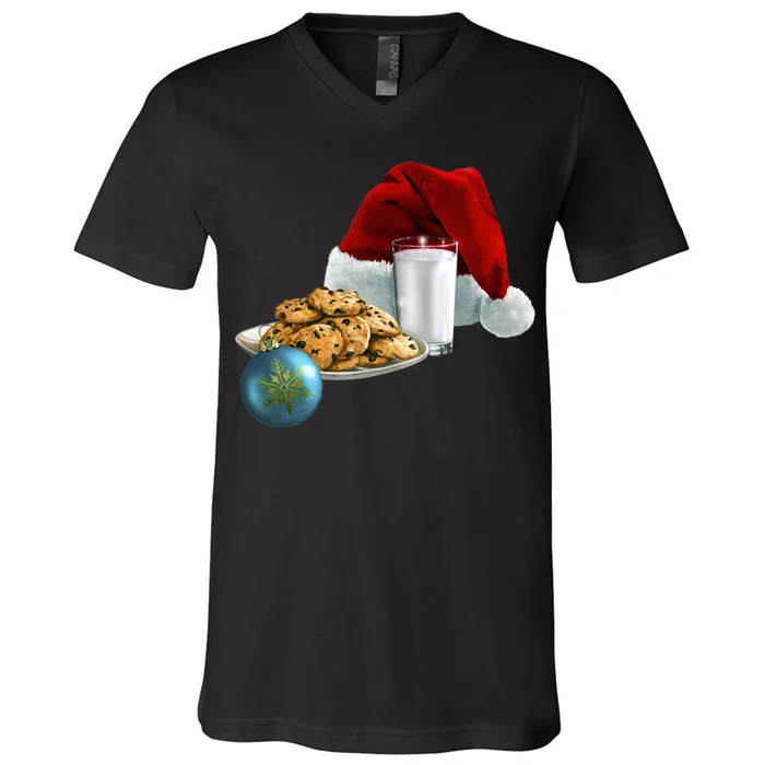 Santa's Milk & Cookies V-Neck T-Shirt