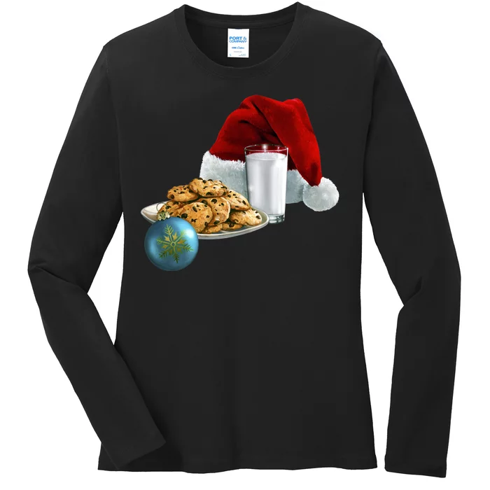 Santa's Milk & Cookies Ladies Long Sleeve Shirt