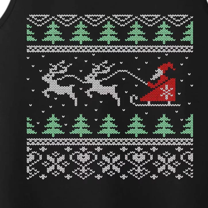 Santa's Retro Sleigh And Reindeer Ugly Christmas Sweater Performance Tank