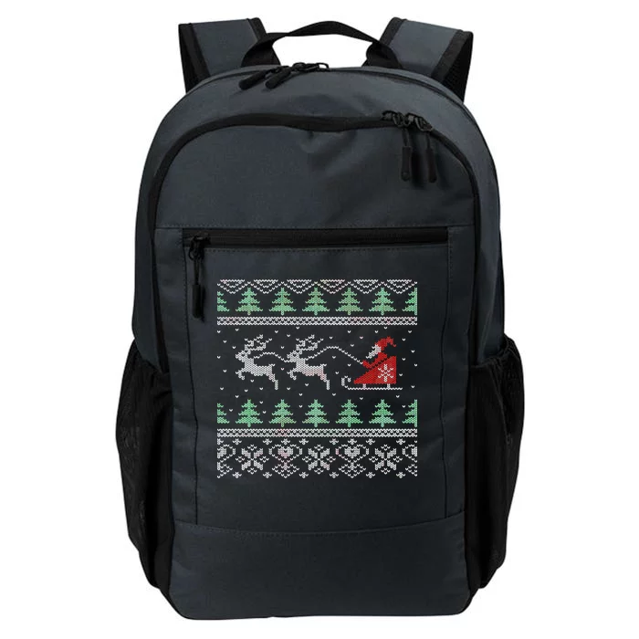 Santa's Retro Sleigh And Reindeer Ugly Christmas Sweater Daily Commute Backpack