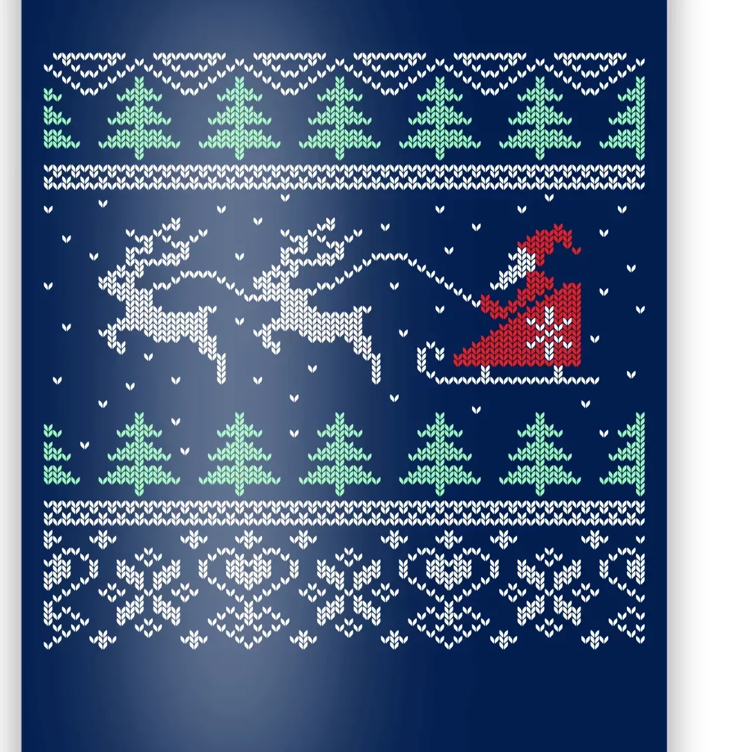 Santa's Retro Sleigh And Reindeer Ugly Christmas Sweater Poster