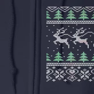 Santa's Retro Sleigh And Reindeer Ugly Christmas Sweater Full Zip Hoodie