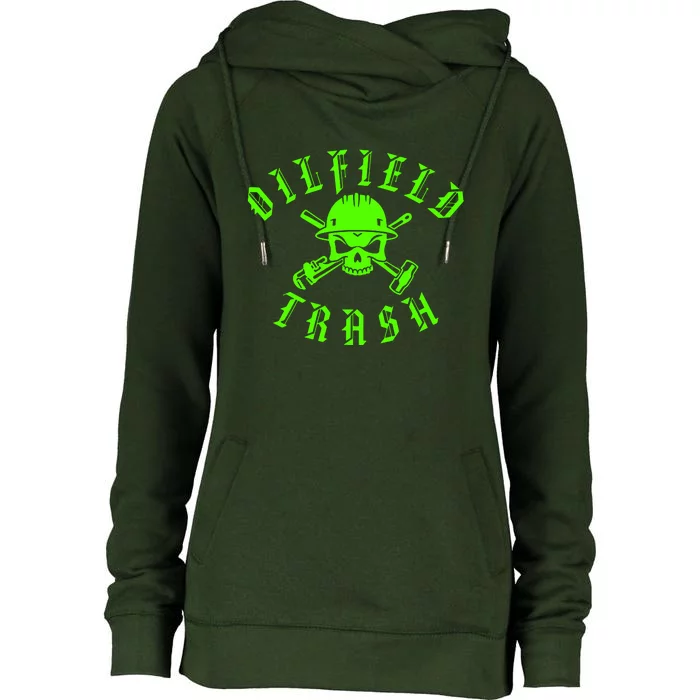 Skull And Oilfield Design Great Womens Funnel Neck Pullover Hood