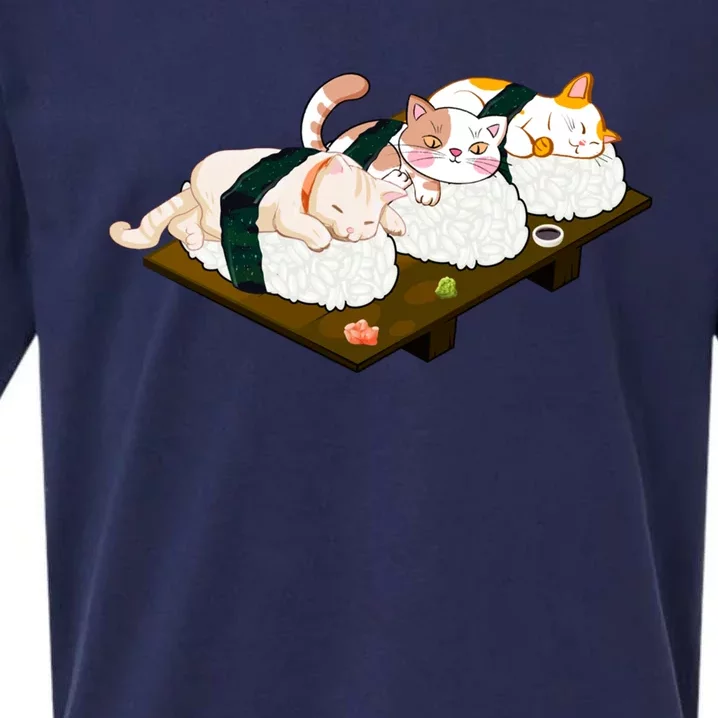 Sushi Anime Otaku Cat Kawaii Japanese Food Cat Lovers Gift Sueded Cloud Jersey T-Shirt