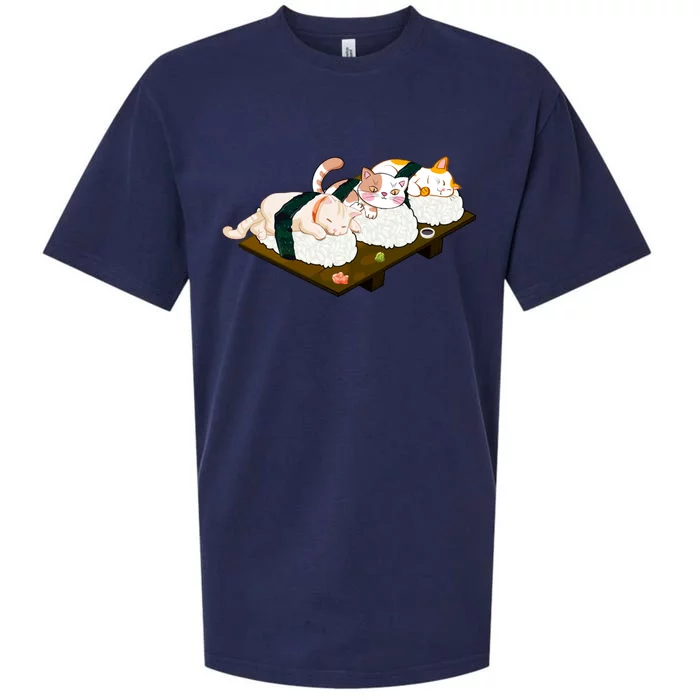 Sushi Anime Otaku Cat Kawaii Japanese Food Cat Lovers Gift Sueded Cloud Jersey T-Shirt