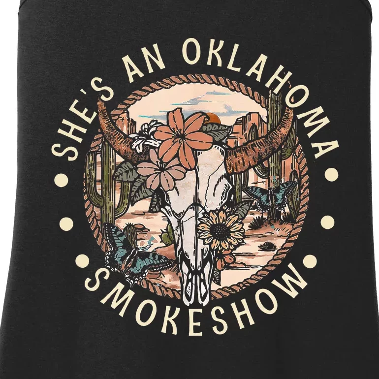 SheS An Oklahoma Smokeshow Country Music Western Bullskull Ladies Essential Tank