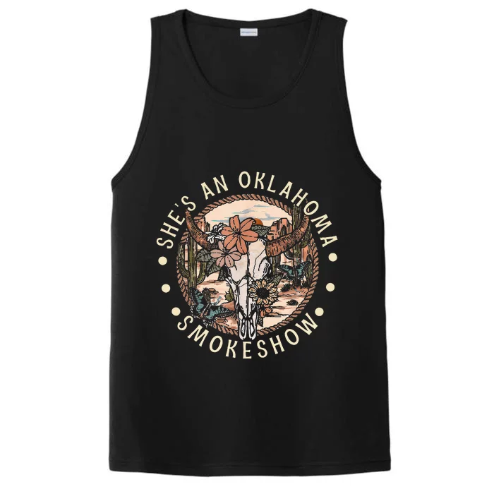 SheS An Oklahoma Smokeshow Country Music Western Bullskull Performance Tank