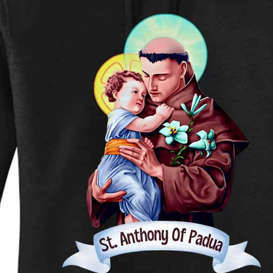 St Anthony Of Padua Holding Jesus Catholic Saint St Anthony Women's Pullover Hoodie